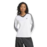 Adidas白色长袖复古风阿迪达斯棉质polo衫女款街头运动T恤