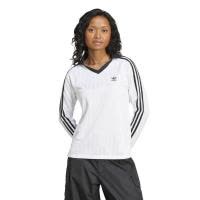 Adidas白色长袖复古风阿迪达斯棉质polo衫女款街头运动T恤