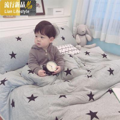 棉北欧风星星婴儿幼儿园儿童卡通针织四件套男童高低床床上用品 三维工匠