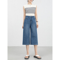 20266年夏季新中高腰宽松牛仔镰刀裤女凉感天丝七分阔腿裤