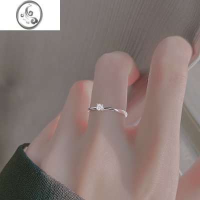 JiMi925银银戒指女男指环求婚戒防钻戒子高级感简约开口戒轻奢食指戒