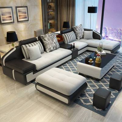森海蓝 布艺沙发组合现代大小户型转角沙发贵妃简约客厅皮布沙发