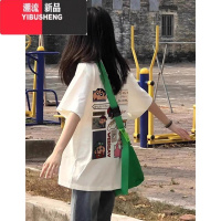 YIBUSHENG美式杏色卡通短袖t恤女季新款韩版百搭宽松半袖潮牌ins上衣