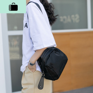 防水尼龙布宝妈包2020新款男女百搭复古单肩斜挎包带娃包贝壳包潮NEW LAKE 黑色女斜挎包 黑色