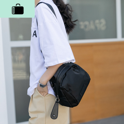 防水尼龙布宝妈包2020新款男女百搭复古单肩斜挎包带娃包贝壳包潮NEW LAKE 黑色女斜挎包