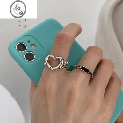 JiMi镂空爱心戒指女冷淡风感时尚百搭开口可调节食指戒指尾戒指环