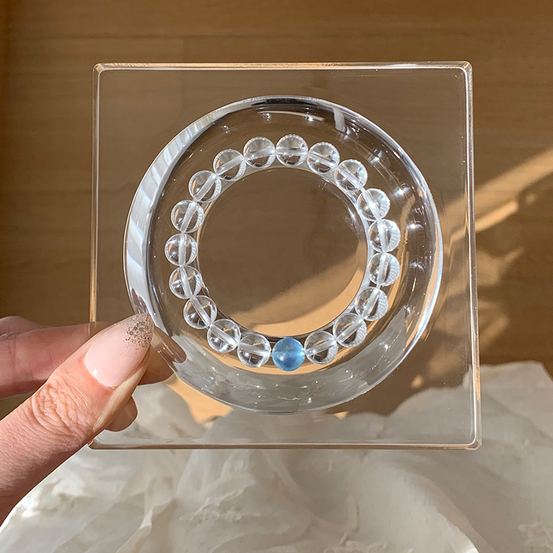 赵露思同款天然白水晶海蓝宝手串补水招财能量手链小清新礼物
