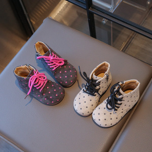 儿童马丁靴年秋季新款小女孩单靴圆点女童公主靴女宝宝短靴