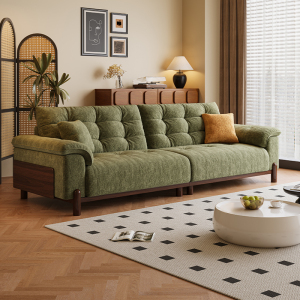 欧梵森 沙发简约现代小户型亲肤雪尼尔绒客厅直排沙发组合网红款客厅家具耐磨生态真皮沙发套装