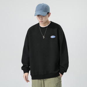 男士卫衣春秋季新款提花套头圆领卫衣男时尚潮流宽松内搭男装