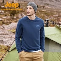 Jeep吉普抓绒衣男长袖T恤摇粒绒卫衣户外加绒保暖打底衫春季男装