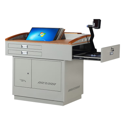 臻远 ZY-DMTYJT-02多媒体电脑桌全木面豪华钢木结合款1140*820*1000