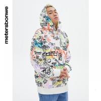 [1件5折价:139.5]美特斯邦威男涂鸦染整针织连帽衫