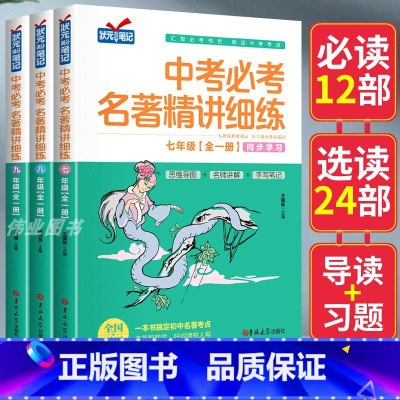 [初中全3册]中考必考名著精讲细练 初中通用 [正版]2024新 初中名著导读考点精练七八九年级中考必考名著精讲细练一本