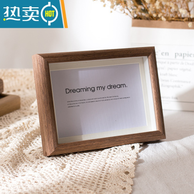 敬平原木色洗照片打印加做成相框摆台高级感相片洗印6寸7六5立体木质8 立体咖啡色+卡纸 [真玻璃]6寸(可放10.2*1