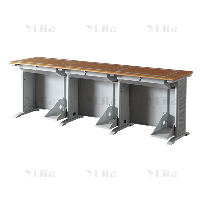 翌嘉 隐藏式翻转电脑桌培训桌教室机房多媒体办公桌C款三人位2300*600*750mm