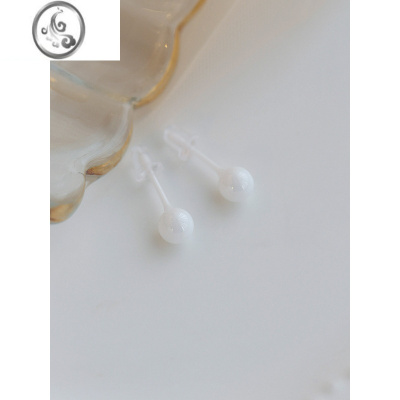 JiMi彩色陶瓷养耳洞耳钉简约甜美可爱少女豆豆耳饰睡觉免摘全瓷耳棒女