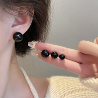 黑珍珠耳钉女小众设计感轻奢高级感银针耳饰品新款2023耳环送女朋友老婆情人节七夕生日礼物