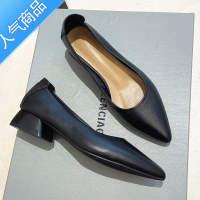 SUNTEK高跟鞋女低跟工作鞋面试酒店职业鞋软底皮鞋软皮粗跟单鞋3M