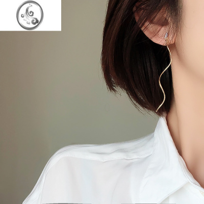 JiMi长款蚊香盘耳夹无耳洞女显脸瘦耳环气质流苏耳饰高级感无痛设计感