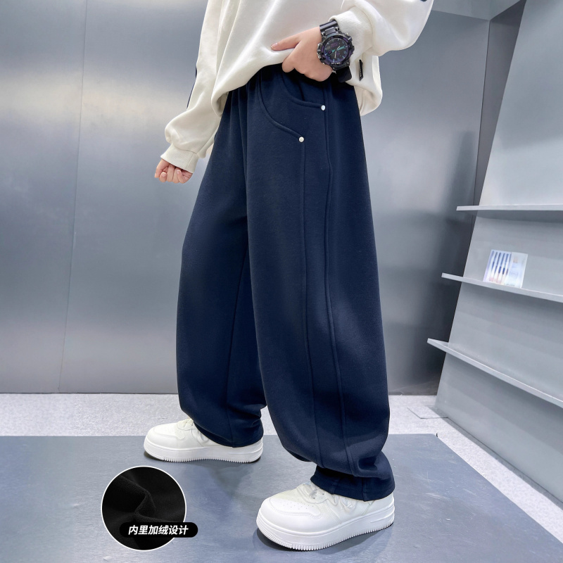 男童运动裤秋冬新款中大童男孩初中生秋冬加绒加厚休闲卫裤冬