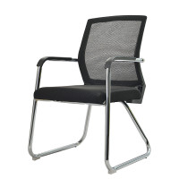 域赢电脑办公椅网布会议弓形椅子家用时尚休闲职员椅黑框黑色