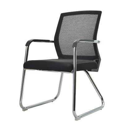 域赢电脑办公椅网布会议弓形椅子家用时尚休闲职员椅黑框黑色