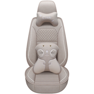 [补贴10%]汽车坐垫四季通用全包围亚麻布艺座垫座套夏季卡通新款小车座椅套丰田本田大众