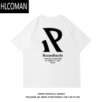 HLCOMAN美式简约设计字母印花短袖T恤男夏季潮牌宽松百搭260g打底衫