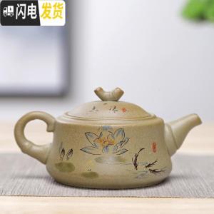 三维工匠茶壶陶瓷粗陶茶具套装单品壶小茶壶小号家用复古手工仿古手抓壶側 米白色竹节壶清香