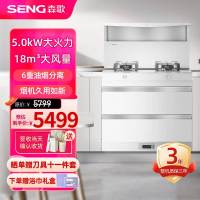 森歌(SENG)集成灶L1白色消毒柜款外观美 大容量 一体式吸烟机燃气灶具 家用抽油烟机燃气灶套装 液化气白色款