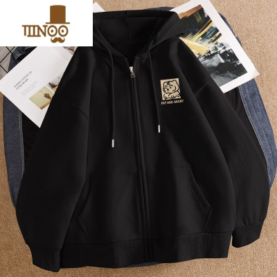 YANXU加绒加厚拉链卫衣男士2022新款ins潮牌oversize连帽开衫外套