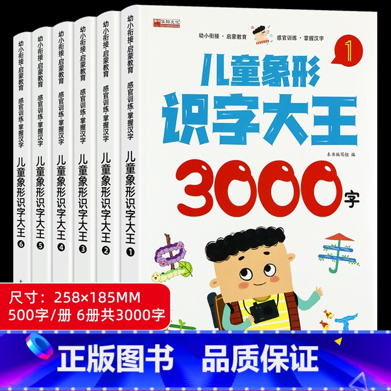 儿童象形识字大王3000字 全6册 [正版]视频教学幼儿象形识字大王3000字儿童学前识字书幼儿园中班大班认字绘本幼小衔