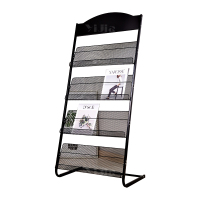 翌嘉YJ4122812 杂志架展示架报置物架收纳落地报纸报刊架 四层黑色 630*380*1420