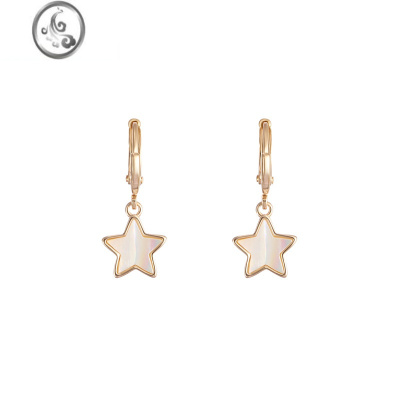 JiMi璀璨星月贝壳星星耳圈女气质韩国简约百搭显脸瘦的耳环