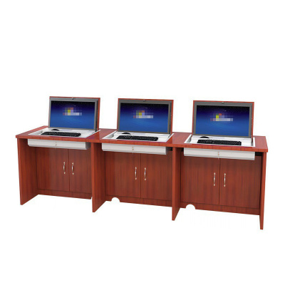 班龙木质电脑桌三人位张