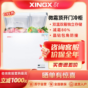 星星(XINGX)196升冰柜双温家用冷柜小型 冷藏冷冻卧式商用保鲜冰箱 节能省电主推 BCD-196XGE