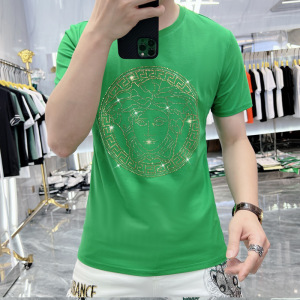 欧洲站美式潮牌丝光棉圆领短袖T恤男休闲时尚潮流男士批发网红爆