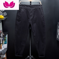 七斓休闲裤九分裤男装大码弹力宽松小脚裤潮胖子男长裤夏季薄款加大码