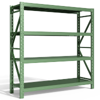 尔迈 仓储货架置物架货物仓库钢制中型展架 2*2*0.6m 300kg/层 军绿色