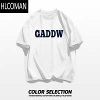 HLCOMAN美式字母印花T恤男夏季潮牌简约街头痞帅高级感短袖上衣