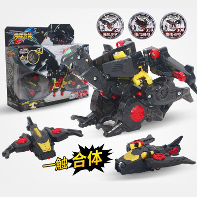 爆速合体玩具碰撞变形小汽车男孩金刚报数机甲儿童暴裂机器人套装豪华版黑鹰