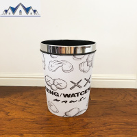 潮牌家用卡通皮革防水垃圾桶客厅卧室可爱大号分类干湿垃圾收纳桶 三维工匠