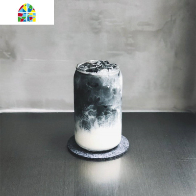 ins网红玻璃杯咖啡杯易拉罐沙冰杯冷饮杯气泡水杯高颜值拿铁杯 FENGHOU
