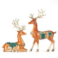 家柏饰(CORATED)铜鹿摆件铜梅花鹿大号一对酒柜客厅创意家居饰品新房乔迁礼品