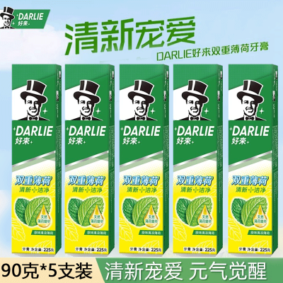 DARLIE好来(原黑人)双重薄荷牙膏家庭旅行装90g*5支 清新口气 防蛀固齿