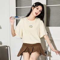 [2.5折价47元]唐狮夏季新款珍珠甜美花卉女短袖T恤超好看洋气独特别致上衣sz