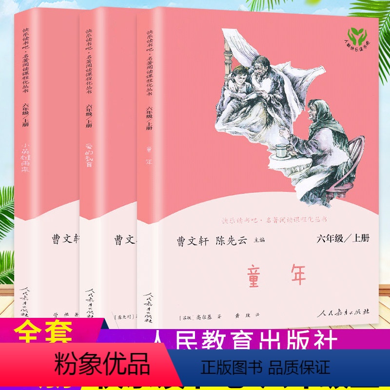 快乐读书吧 6年级上套装 3本套 [正版]童年六年级课外书爱的教育小英雄雨来快乐读书吧6年级上下册课外阅读书鲁滨逊漂流记
