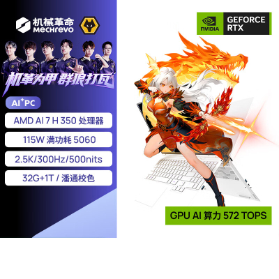 机械革命(MECHREVO)翼龙15Pro 15.3英寸99Wh长续航轻薄游戏笔记本电脑 定制 AI7 H-350 64G 2T RTX5060 2.5K 240H 白