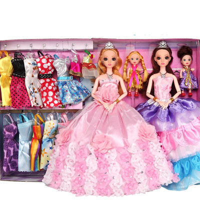 音乐巴比洋娃娃套装大礼盒婚纱公主衣服女孩子玩具儿童生日K59D眨眼12关节+108件